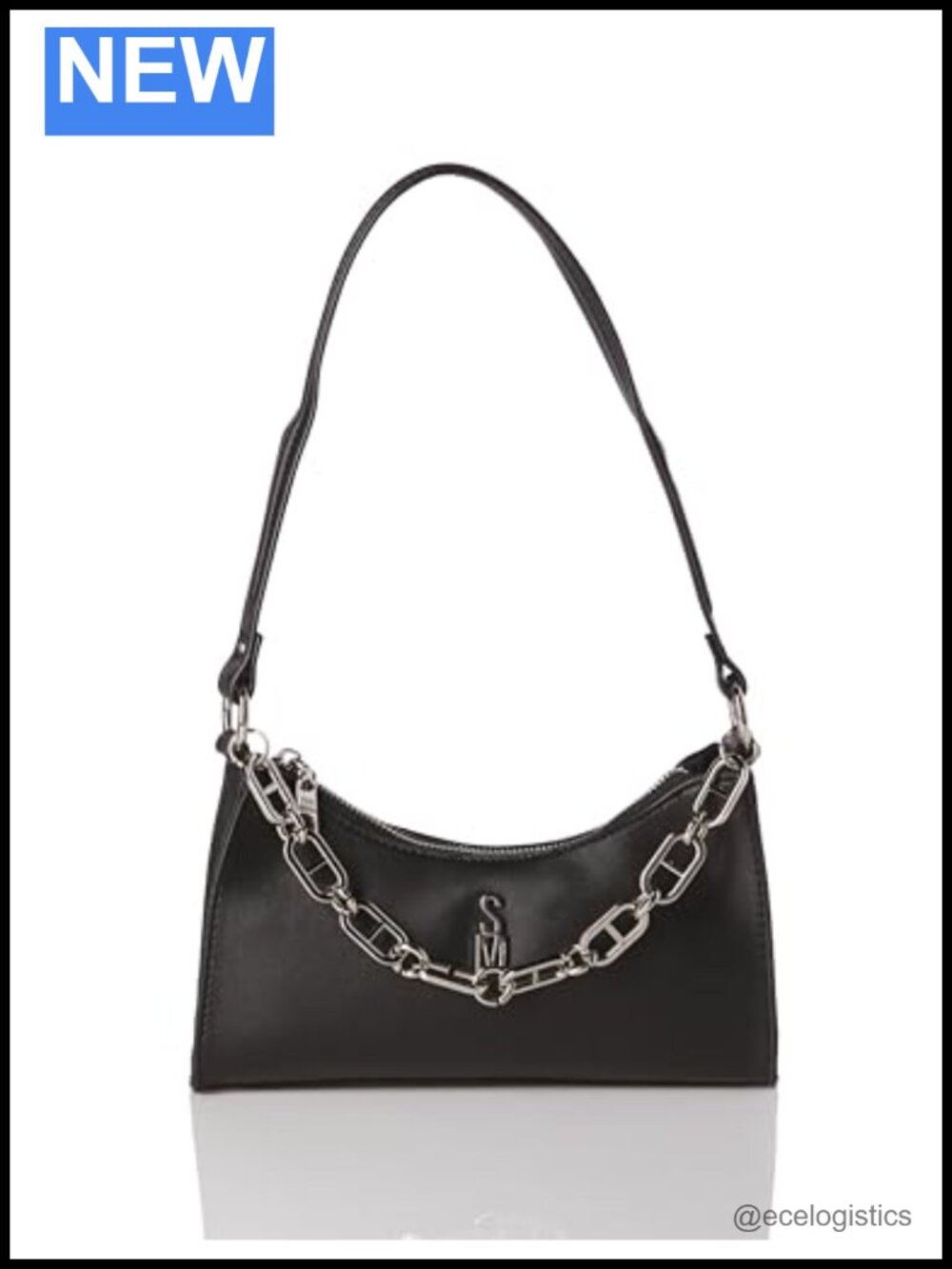 Faux Leather Small Shoulder Bag Satchel with Chain Strap